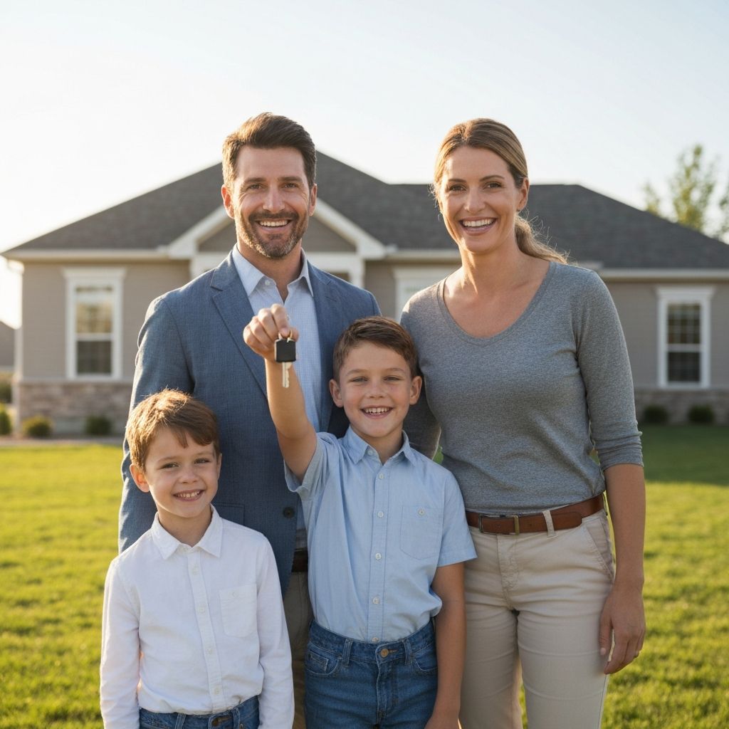 Happy American family achieving their dream of homeownership through NextFund US financial assistance